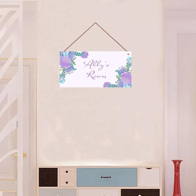 Personalized Sign Flowers Themed Bedroom Decor Lovely Sign Wall Decor for Kids Room Nursery Wall Decorations Stuff For Girls Room Little Man Cave Boys Bedroom