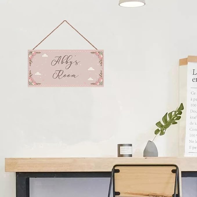 Personalized Sign Flowers Sign For Girls Room Farmhouse Decor Wall Art Home Decor For Kids Room,Custom Name Door Art Decor Decorative Plate for Boys Bedroom