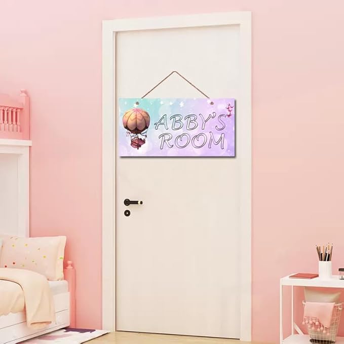 Personalized Signs Fire Balloon Sign, Custom Name Signs for Girls Room Dream Wall Decor, Lovely Quirky And Unique Unicorn Wall Décor for Kids Bedroom, Birthday Party, Bathroom, Playroom