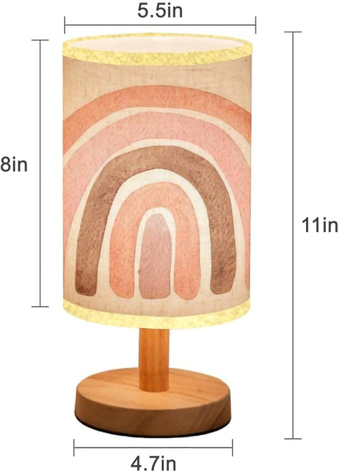 LOPYEIJFG Minimalist Bedside Table Lamp Watercolor Pink Pastel Isolated on White for Baby Nursery Room Wood Nightstand Lamp Bedside Desk Lamp Wood Base Flaxen Fabric Shade for Bedroom Living Room