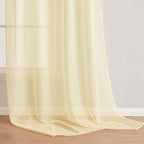 MIULEE Luxury Window Scarves for Party Ceremony Wedding Canopy Bed, Topper Window Treatment Swag Curtain Drapes, Sheer Curtain Scarf Valance for Window One Panel, 37 x 216 Inches Long, Cream Beige