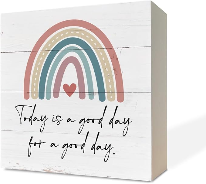 Inspirational Wood Signs, Wooden Box Sign Desk Decor, Positive Thinking Sign, Office Decor, Freestanding Decoration for Home Farmhouse, Housewarming Gift, Today is a Good Day for a Good Day
