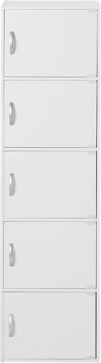 HODEDAH IMPORT Bookcase, White, 5 Door