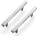 Ravinte Brushed Nickel Cabinet Handles 25 Pack 4-1/2 inch Satin Nickel Square Cabinet Pulls Silver Hardware for Kitchen 7 inch Overall Length Stainless Steel Drawer Pulls
