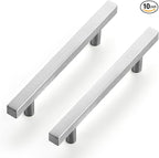 Ravinte Brushed Nickel Cabinet Handles 10 Pack 4-1/2 inch Satin Nickel Square Cabinet Pulls Silver Hardware for Kitchen Cabinets 7 inch Overall Length Stainless Steel Drawer Pulls
