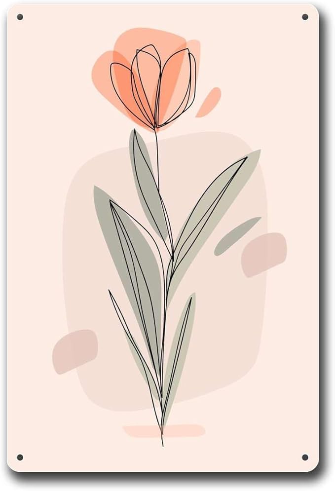 Metal Tin Signs Elegant Floral Prints for Home Decor Bedroom and Bathroom Wall Decoration 8x12inch Tin Sign