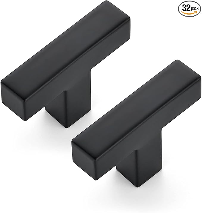 Ravinte 32 Pack 2 inch Length Square Cabinet Pulls Matte Black Stainless Steel Kitchen Drawer Pulls Cupboard Handles Cabinet Handles