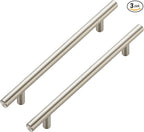JOY DECOR 3 Pack Cabinet Handles, Brushed Nickel Cabinet Pulls, 6-1/4 in Hole Center Kitchen Cabinet Handles, Stainless Steel T Bar Handles for Dresser Drawers