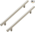 JOY DECOR 60 Pack Cabinet Handles, Brushed Nickel Cabinet Pulls, 6-1/4 in Hole Center Kitchen Cabinet Handles, Stainless Steel T Bar Handles for Dresser Drawers
