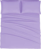 Mejoroom Queen Size Sheet Set - Hotel Luxury 1800 Bedding Sheets & Pillowcases - Deep Pocket Fitted Sheet, Soft, Breathable, Wrinkle & Fade Resistant - 4 Piece (Queen,Violet)