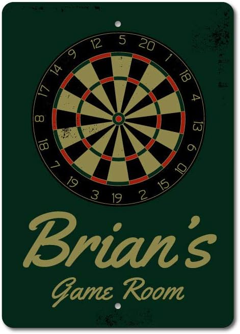 Brian's Game Room Personalized Name Aluminum Metal Sign for Man Cave Wall Decor Entertainment Space Hanging Plaque with Pre-Drilled Holes 10x14 Inch