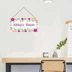 Personalized Flower Sign For Kids Room Boys Bedroom Door Decor,Custom Name Wall Art Decor Decorative Plate for Girls Room Nursery Little Man Cave