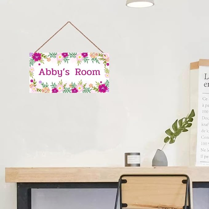 Personalized Flower Sign For Kids Room Boys Bedroom Door Decor,Custom Name Wall Art Decor Decorative Plate for Girls Room Nursery Little Man Cave