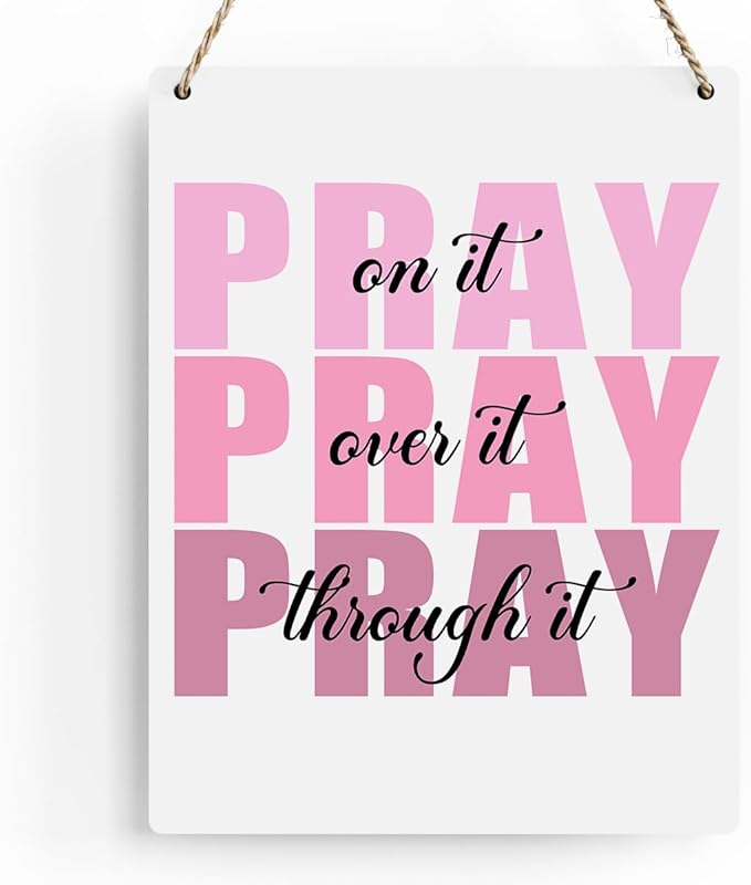Pink Wall Decor Bible Verse Wall Art Christian Gifts for Women Room Decor for Women Girls Room Decoration Office Wall Decoration for Woman Bedroom Decor for Teen Girls Inspirational Decoration Pray Over It Wall Art