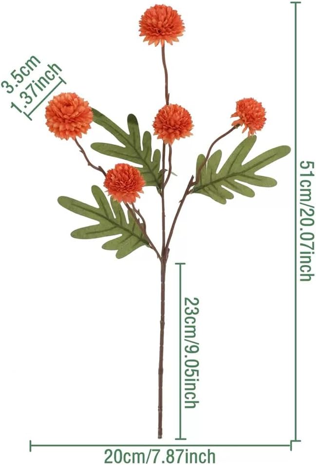 Artificial Flowers for Vases 20.5 Inch 10 Stems， Silk Dried Fake Mums Bouquet Indoor Faux Floral Arrangements for Decoration (Orange)