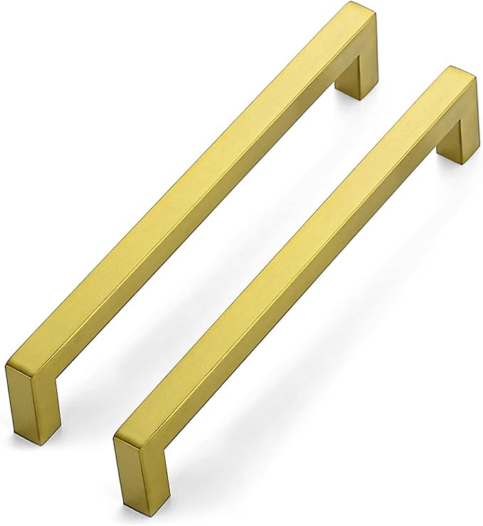 Ravinte 25 Pack 7-1/2 Inch Kitchen Square Cabinet Handles Brushed Brass Pulls Kitchen Cabinet Hardware Handles for Cupboard Drawer Pulls
