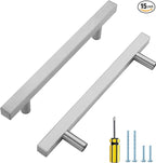 Ravinte Brushed Nickel Cabinet Handles 15 Pack 5 inch Satin Nickel Square Cabinet Pulls Silver Hardware for Kitchen Cabinets Modern Cabinet Pulls 7-3/8 inch Overall Length Stainless Steel Drawer Pulls