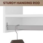 ROOMTEC 28.5" Tall Hanging Closet Unit, Modular Closet System with Hanging Rod, Wardrobe Organizer for Bedroom or Walk-in Closet, Wall Mounted, Customizable Clothes Storage Unit, White