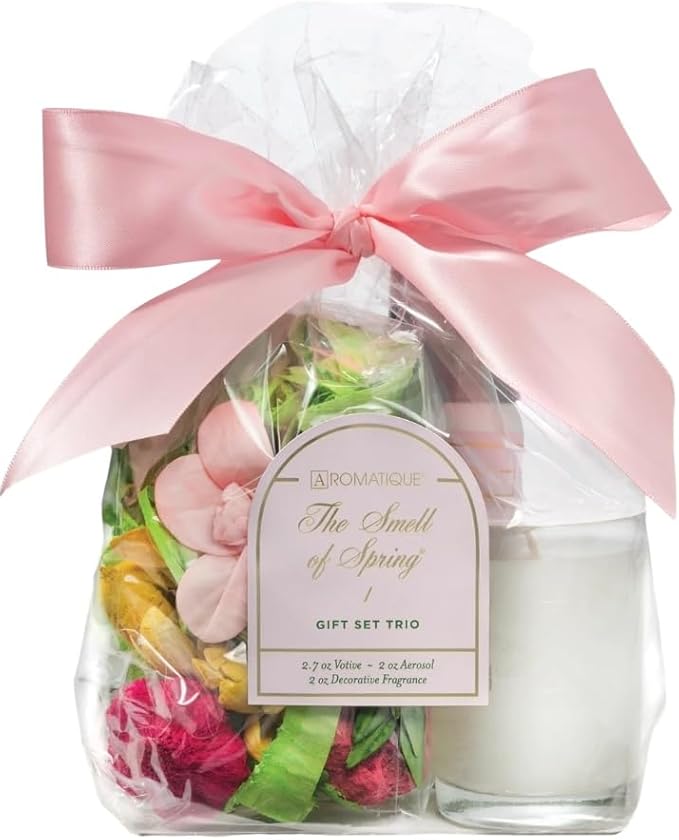 Aromatique Home Fragrance, Smell of Spring, Gift Set - Decorative Potpourri, Room Spray, and Candle - Perfect for Mother's Day and Women in Your Life