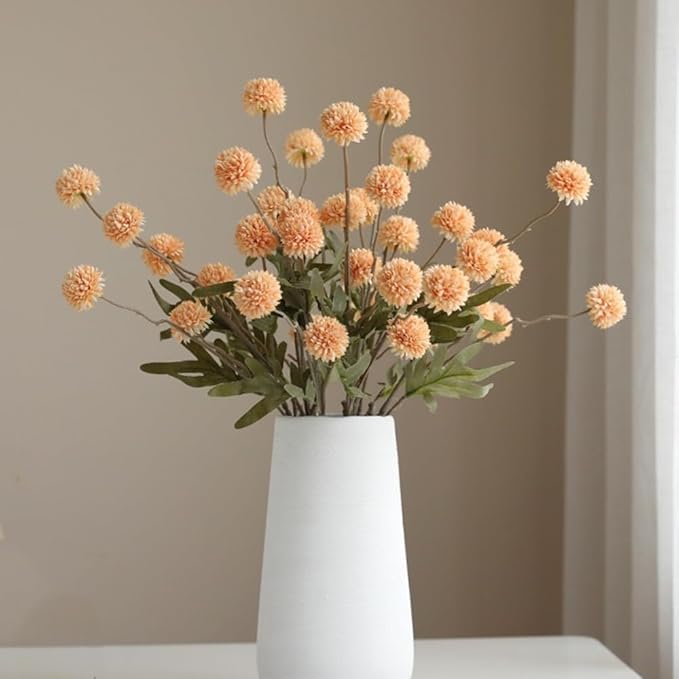 Artificial Flowers for Vases 20.5 Inch 10 Stems， Silk Dried Fake Mums Bouquet Indoor Faux Floral Arrangements for Decoration (Yellow)
