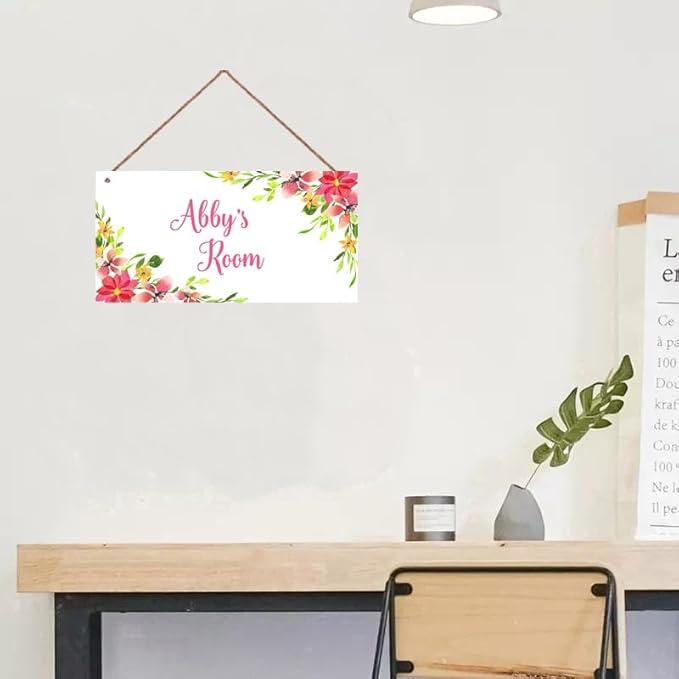 Personalized Signs Flowers Sign Wall Art Decoration Exquisite Decorative Signs Custom Name for Kids Room Wall Art Decor Outer Space Themed Nursery Decor For Girls Bedroom