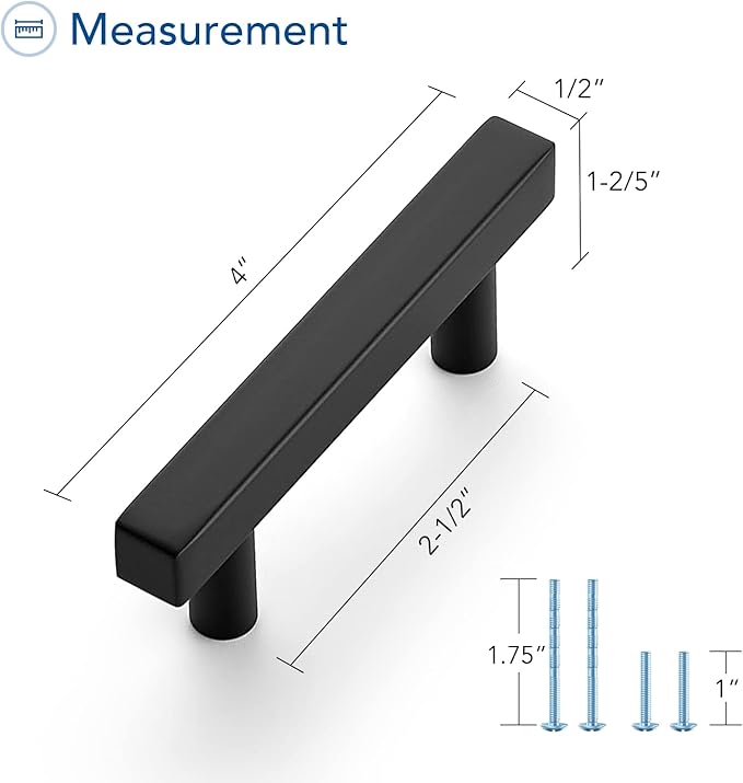 Ravinte Black Cabinet Handles 15 Pack 2-1/2 inch Matte Black Square Cabinet Pulls Kitchen Hardware 4 inch Overall Length Kitchen Drawer Pulls