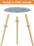 Apicizon Round Side Table, Blue Grey End Table for Small Spaces, Nursery Round Side Table Small Bedside Table Living Room, Bedroom, 16.5 x 20.5 Inches