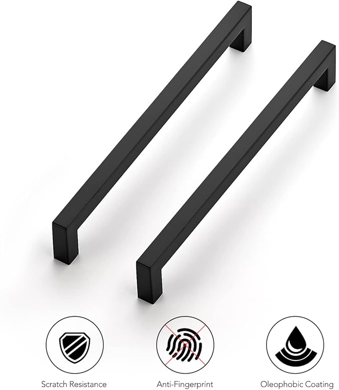Ravinte 3 Pack 8-4/5 Inch Kitchen Square Cabinet Handles Matte Black Cabinet Pulls Black Drawer Pulls Kitchen Cabinet Hardware Kitchen Handles