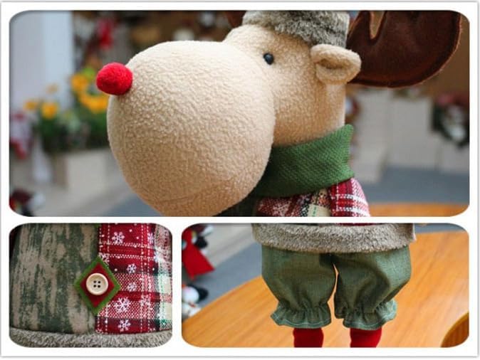 Large Standing Christmas Gnomes, 76CM Extendable Swedish Tomte Elk Gnome Stuffed Plush with Retractable Spring Legs, Scandinavian Christmas Decora Ornaments Holiday Home Decor (Green Elk gnome)