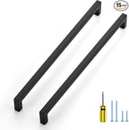 Ravinte 15 Pack Black Cabinet Pulls 12-3/5 Inch Square Kitchen Cabinet Handles Matte Black Kitchen Hardware for Drawer Pulls Drawer Handles Come with Screwdriver