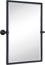 TEHOME 20x30'' Pivot Tilting Bathroom Vanty Mirror Rectangle Black Metal Framed Beveled Wall Mirror