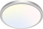 zemty LED Ceiling Light Brushed Nickel - 12In 28W 3200lm Silver Flush Mount Ceiling Light with 3 Color Temperature 3000K/4500K/6000K - Round Flat Light Fixture for Kitchen Bathroom Shower