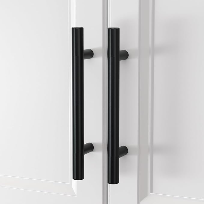 homdiy Black Cabinet Handles 30Pack 5inch Hole Center Kitchen Drawer Pulls and Knobs Stainless Steel Cabinet Hardware for Bathroom, Cupboard