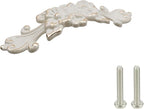 2Pcs Euro Rose Decorative Cabinet Pull Handles Ivory Drawer Pull Handles Vintage Kitchen Zinc Alloy Flower Drawer Dresser Vanity Nightstand Cupboard Wardrobe Pull Handles, 3.78" Hole Center