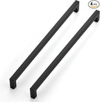 JOY DECOR 4 Pack Cabinet Handles, Black Cabinet Pulls, 12-3/5 Inch Kitchen Closet Handles Square Drawer Pulls Stainless Steel Drawer Hardware, 320mm Hole Centers