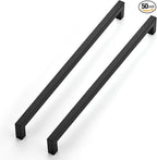 JOY DECOR 50 Pack Cabinet Handles, Black Cabinet Pulls, 12-3/5 Inch Kitchen Closet Handles Square Drawer Pulls Stainless Steel Drawer Hardware, 320mm Hole Centers