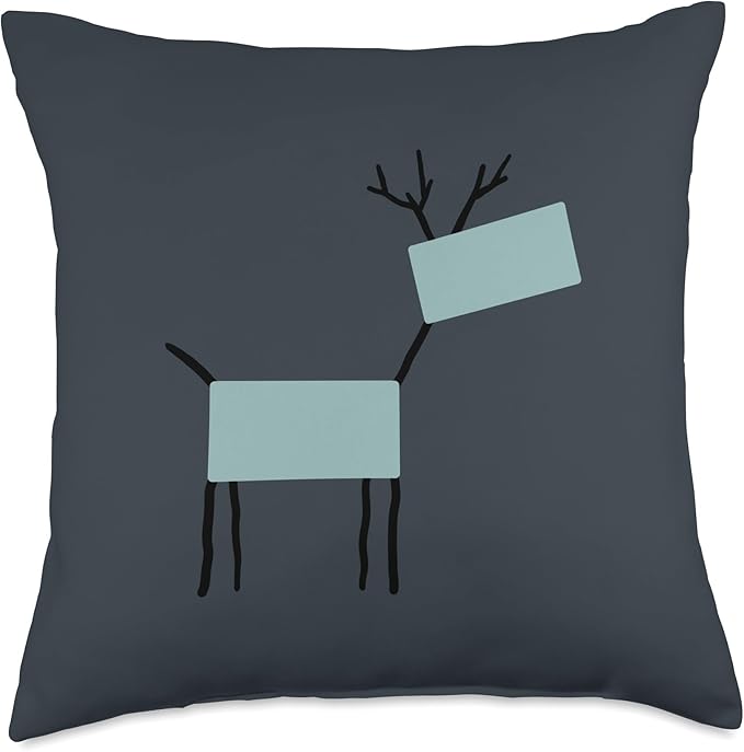 Cute Scandinavian Animals Designs Chic Deer Moose Scandinavian Elk Minimalism Reindeer Throw Pillow, 18x18, Multicolor