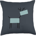 Cute Scandinavian Animals Designs Chic Deer Moose Scandinavian Elk Minimalism Reindeer Throw Pillow, 18x18, Multicolor