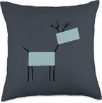 Cute Scandinavian Animals Designs Chic Deer Moose Scandinavian Elk Minimalism Reindeer Throw Pillow, 18x18, Multicolor