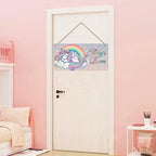 Personalized Sign Magic Unicorn Wooden Sign For Kids Room Boys Bedroom Door Decor,Custom Name Rainbow Wall Art Decor Decorative Plate for Nursery Little Man Cave
