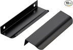 Ravinte Hardware 10 Pack Black Cabinet Handles, 5 Inch (128mm) Finger Edge Pulls, 4 Inch Hole Center, Finger Pulls for Cabinets