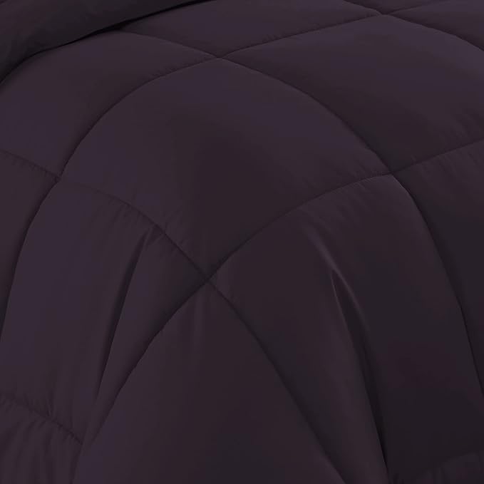 Sweet Home Collection 7 Piece Comforter Set Bag Solid Color All Season Soft Down Alternative Blanket & Luxurious Microfiber Bed Sheets, Purple, Twin (Pack of 4)