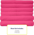 6 Piece Bed Sheet Set, Queen, Fuschia