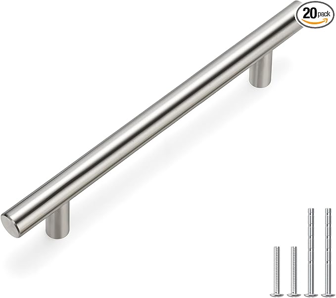 homdiy 20 Pack Cabinet Pulls Modern Drawer Pulls - HD201SN Kitchen Cabinet Handles Cupboard Handles Brushed Nickel Cabinet Hardware Stainless Steel Drawer Handls, 5in Hole Centers