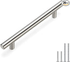 homdiy 20 Pack Cabinet Pulls Modern Drawer Pulls - HD201SN Kitchen Cabinet Handles Cupboard Handles Brushed Nickel Cabinet Hardware Stainless Steel Drawer Handls, 5in Hole Centers