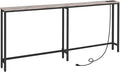 HOOBRO 70.9" Narrow Console Table with Charging Station, 5.9" Sofa Table with 2 Power Outlets and USB Ports, Long Entryway Tables Behind Couch Table, for Hallway, Living Room, Greige BG185UXG01