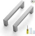 Ravinte 10 Pack Brushed Nickel Kitchen Cabinet Handles 4-1/2 Inch Cabinet Pulls Square Kitchen Hardware for Cabinet Drawer Pulls Drawer Handles Come with Screwdriver