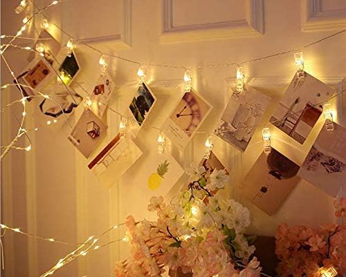 40 LED Photo Clip Fairy Lights LED Twinkle Lights Starry Lights for Home Bedroom Halloween Thanksgiving Christmas Party Wedding Decor (14ft, Warm White)