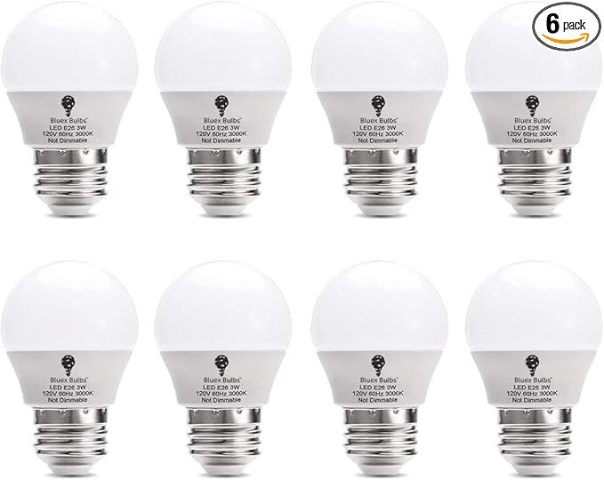 8 Pack BlueX 3W LED Light Bulb G14 3000K Warm White - 25W Equivalent - E26 Base 120V - Small Night Light Bulbs for Bedroom, Ceiling Fan, Table Lamp, Kitchen, Pendant Fixtures, Dinning Room