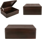 XL Brown Wooden Box Storage with Hinged Lid | 15.8 x 11.8 x 5.5 inches (+-0.5) | Gift Box for Tool Dog Toy Shoes Clothes Kitchen Storage Document | Wood Keepsake Chest